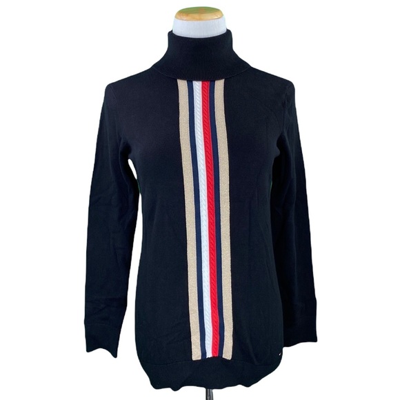 Tommy Hilfiger Stella Black Cable Knit Turtleneck Sweater